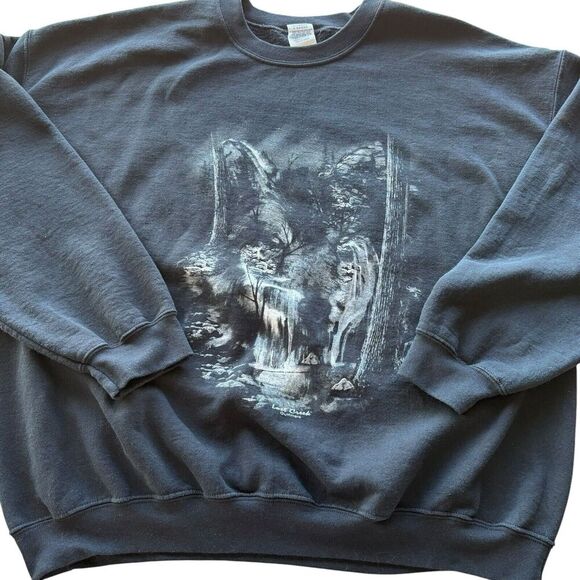 Vintage Lost Creek Sweatshirt Adult 2XL Black Animal Deer Buck Crewneck Hunting - Picture 5 of 11